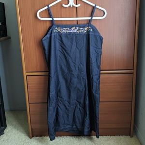 Floral embroidered spaghetti strap dress